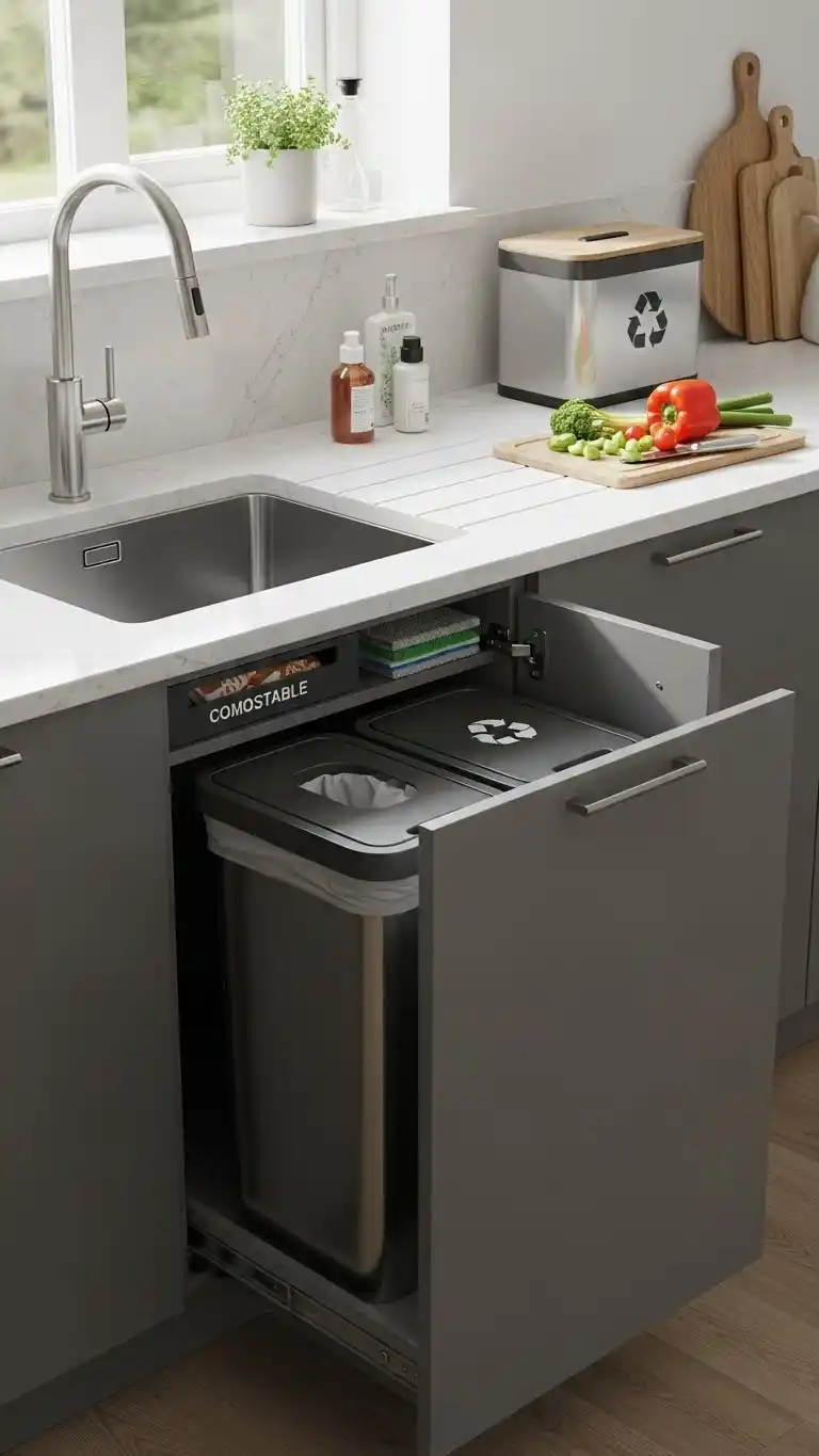 25. Integrated Trash And Recycling Cabinets