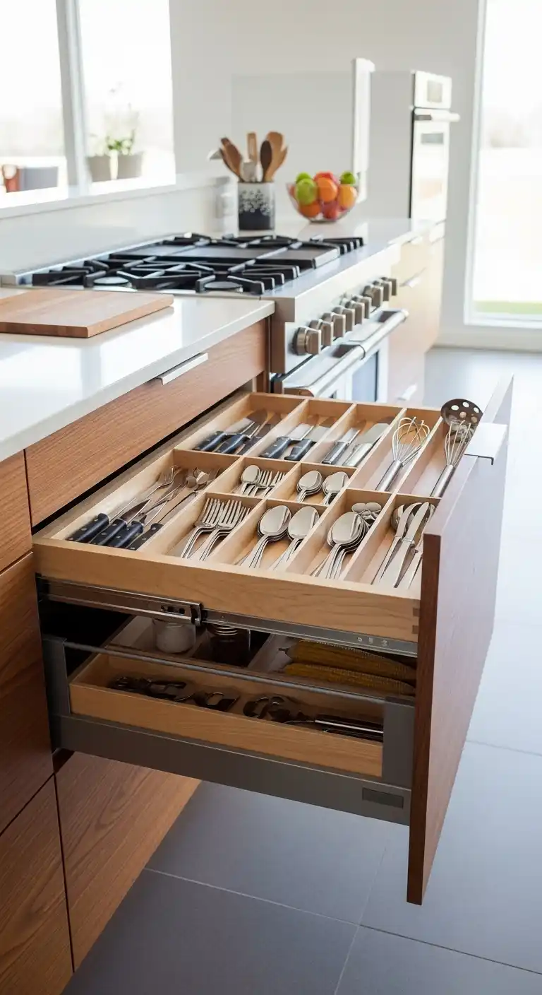 26. Hidden Drawer Inserts For Utensils