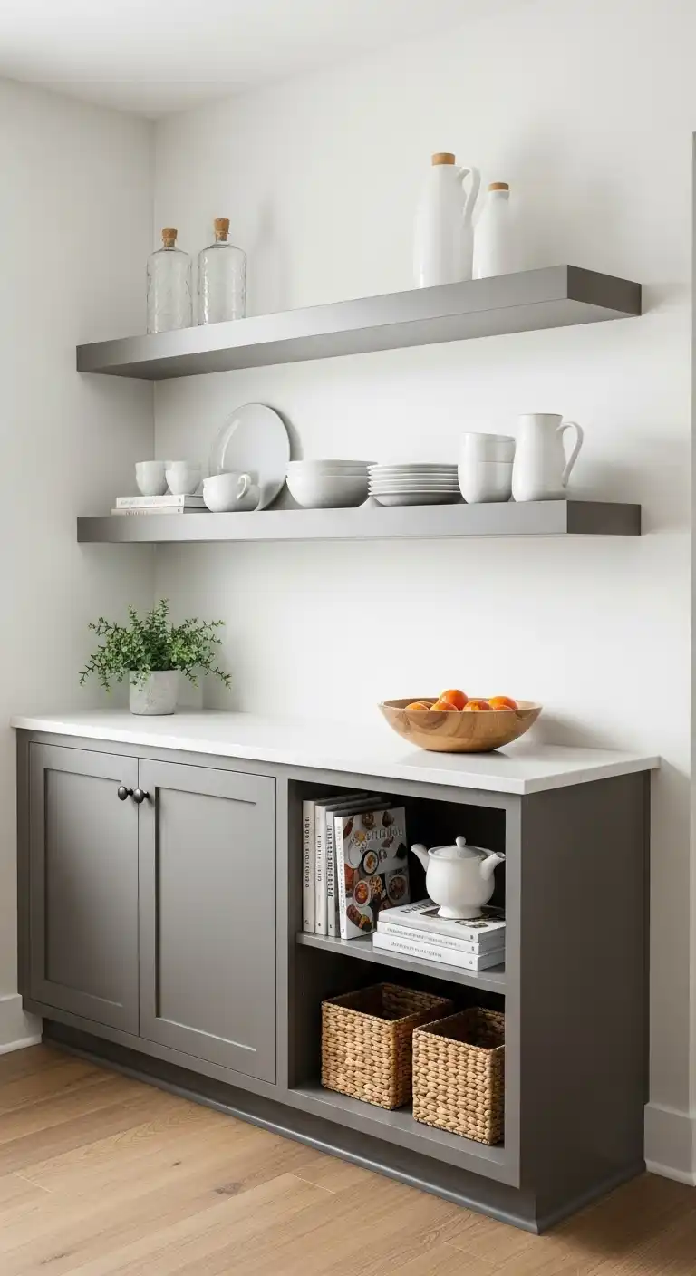 29. Floating Shelves With Cabinet Base