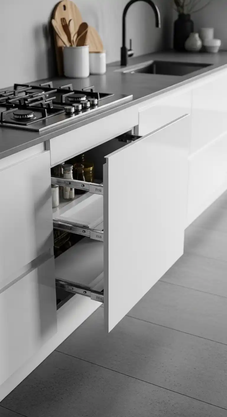 3. Handleless Cabinets For Sleek Minimalism