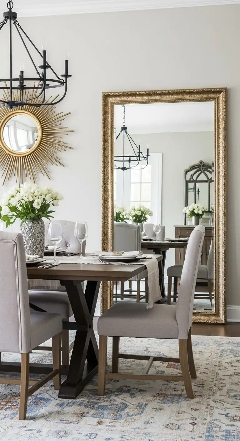 4. Incorporate A Large, Decorative Mirror