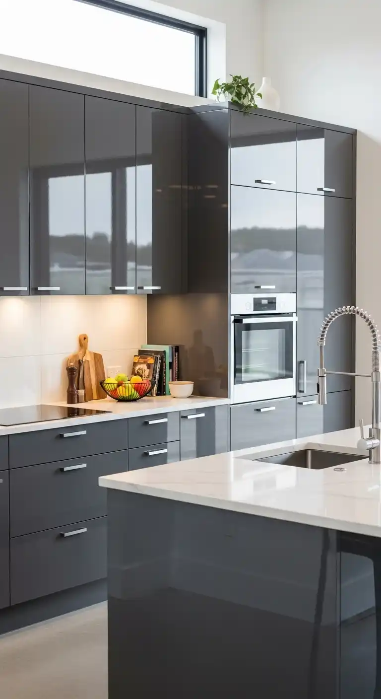 5. Glossy Finish Cabinets