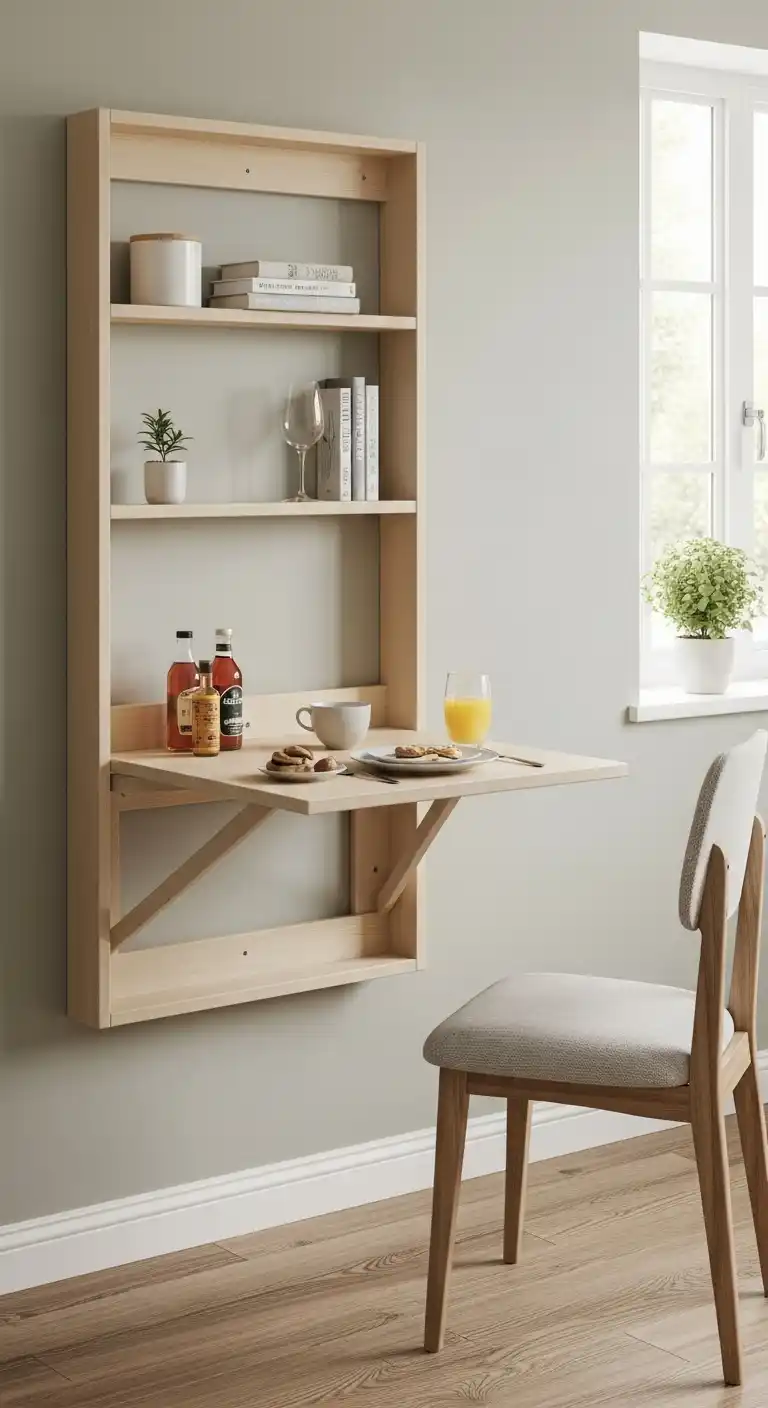 6. Install A Wall Mounted Drop Leaf Table