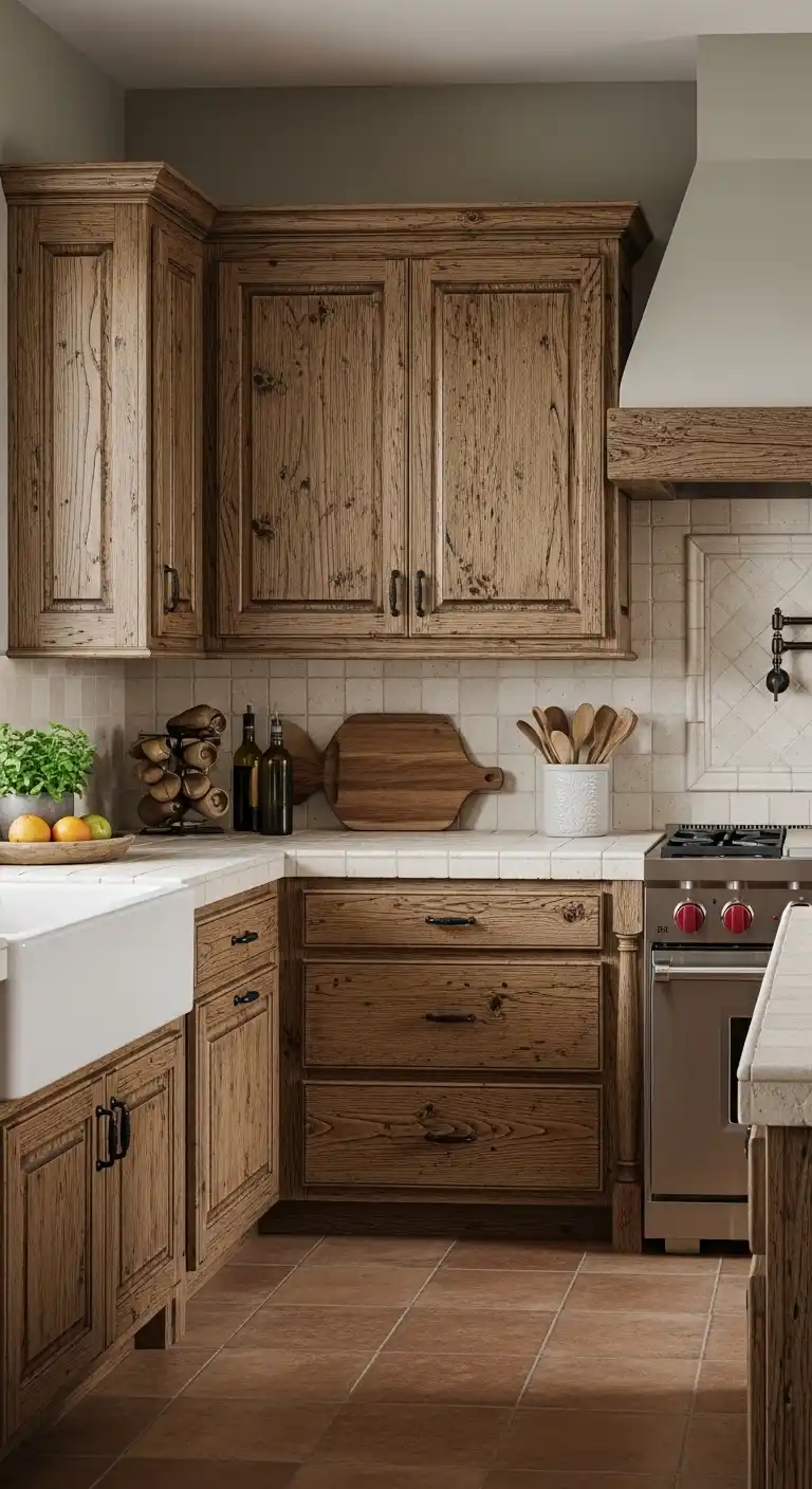 Rustic Distressed Wood Cabinets