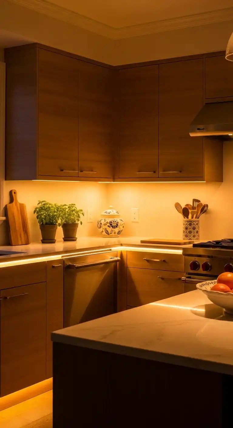 1. Warm Led Strip Lighting For A Cozy Kitchen Feel