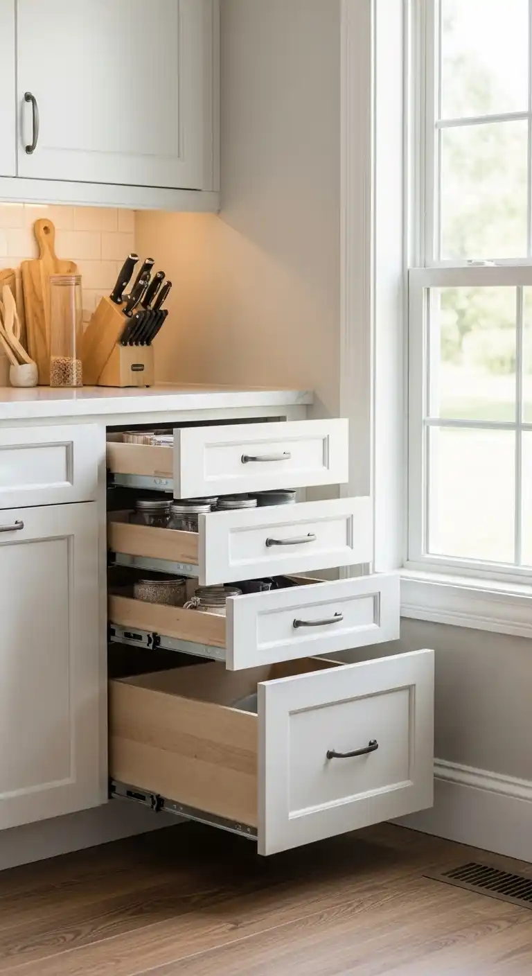 10. Drawer Stack Cabinet Beside The Window
