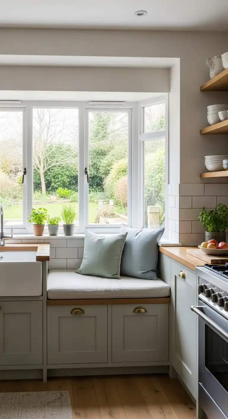 14. Integrated Window Seat With Lower Cabinets
