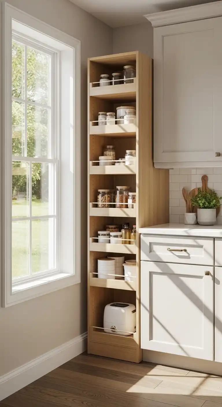 2. Slim Pantry Cabinet Beside The Window