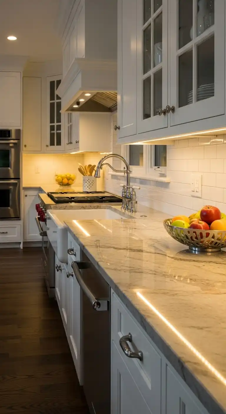 21. Under Kitchen Cabinet Lighting For Stone Countertops