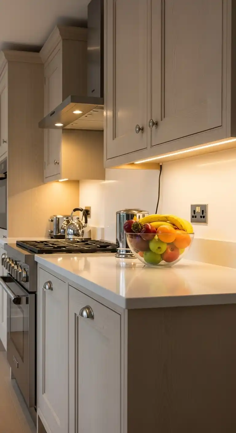 22. Under Kitchen Cabinet Lighting With Hidden Wiring