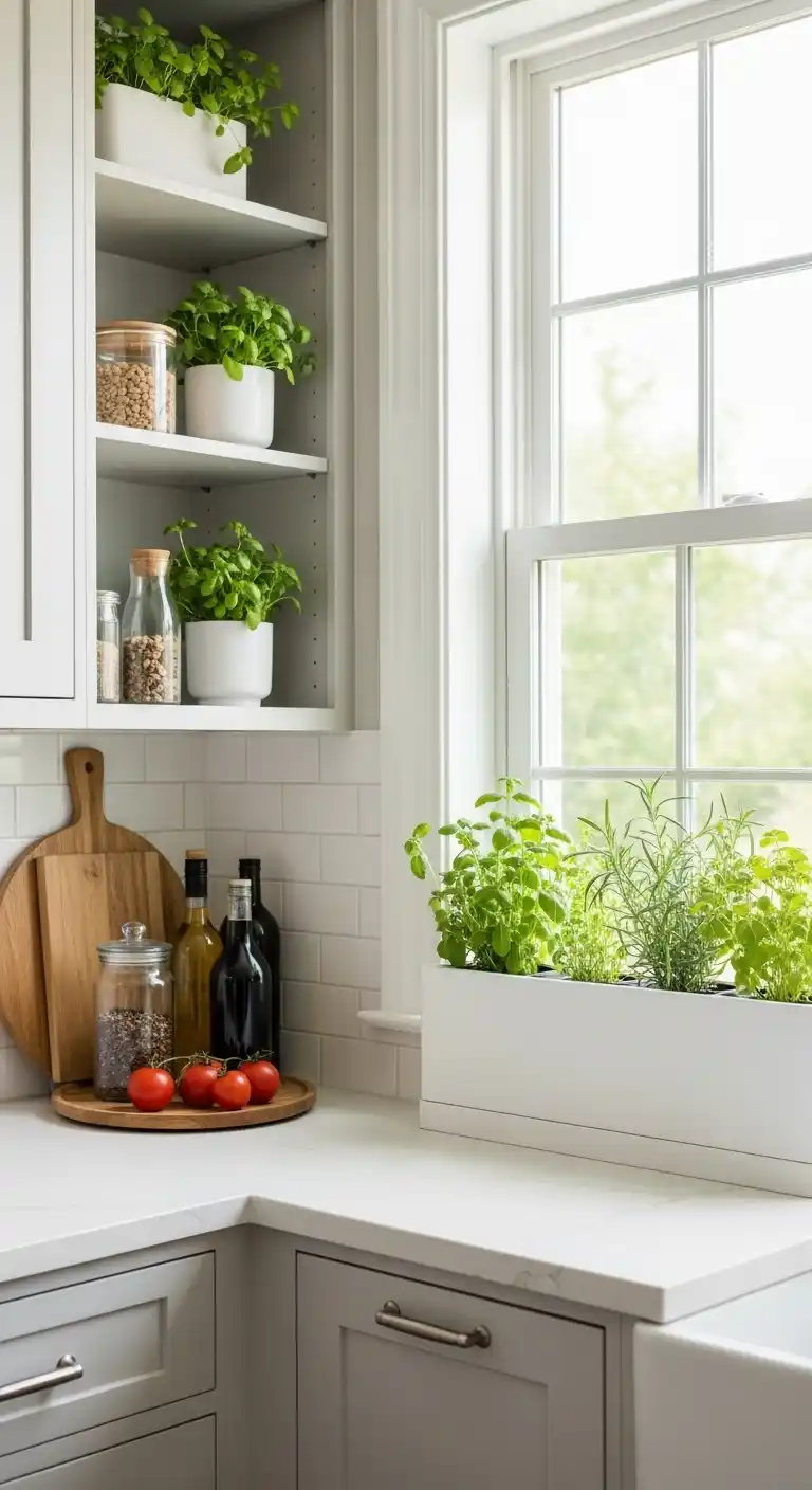 24. Open Shelf With Built In Herb Planter