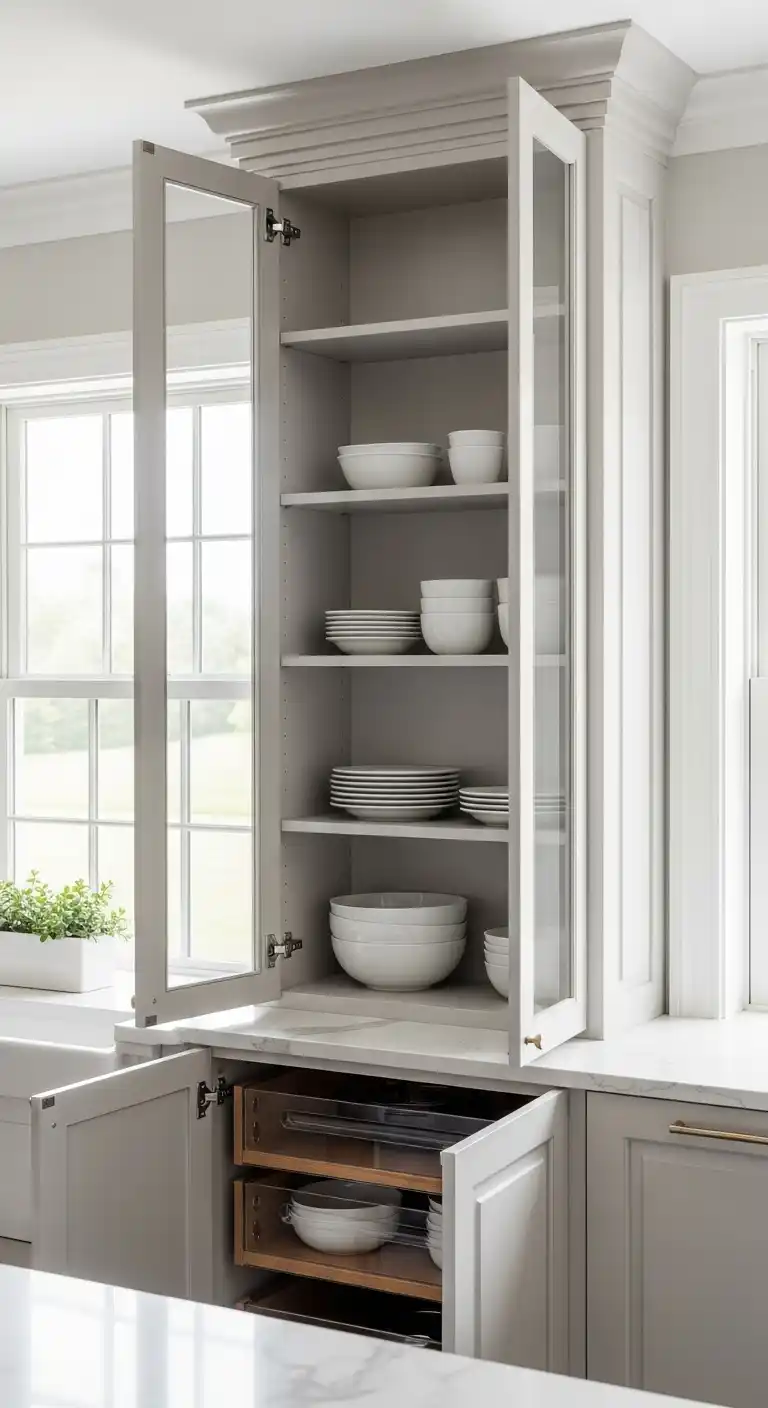 28. Open Cabinet With Glass Dividers