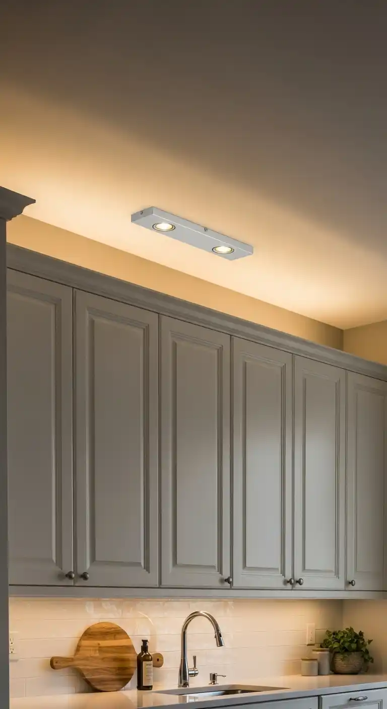 3. Above Cabinet Lighting To Create Soft Ceiling Highlights
