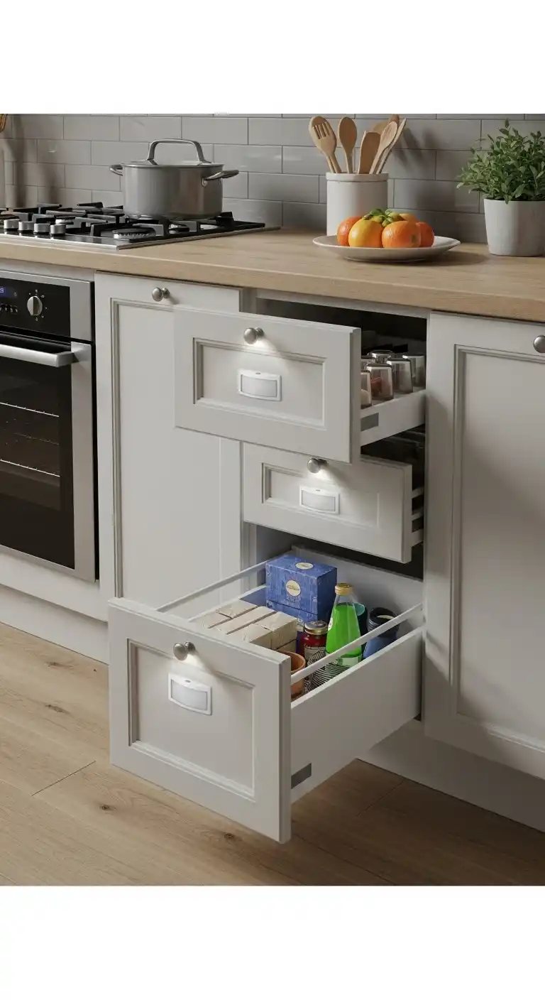 8. Motion Sensor Cabinet Lighting For Hands Free Convenience