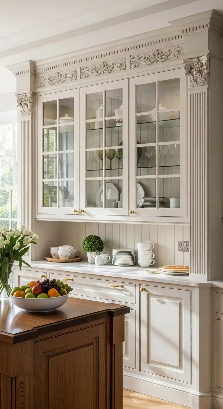 8. Window Framed Cabinet With Decorative Trim