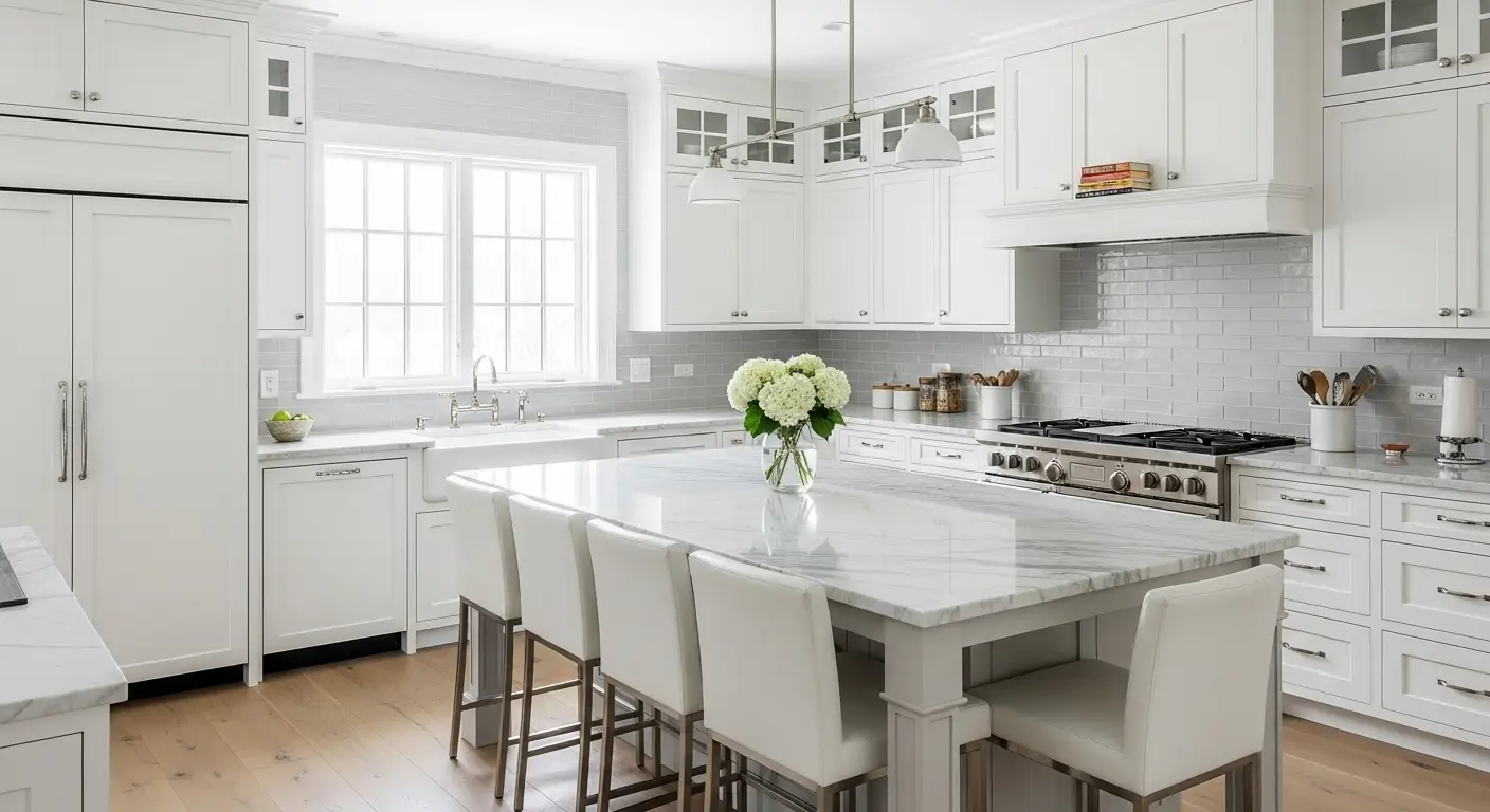 23 Elegant High-End White Kitchen Cabinets Design Ideas