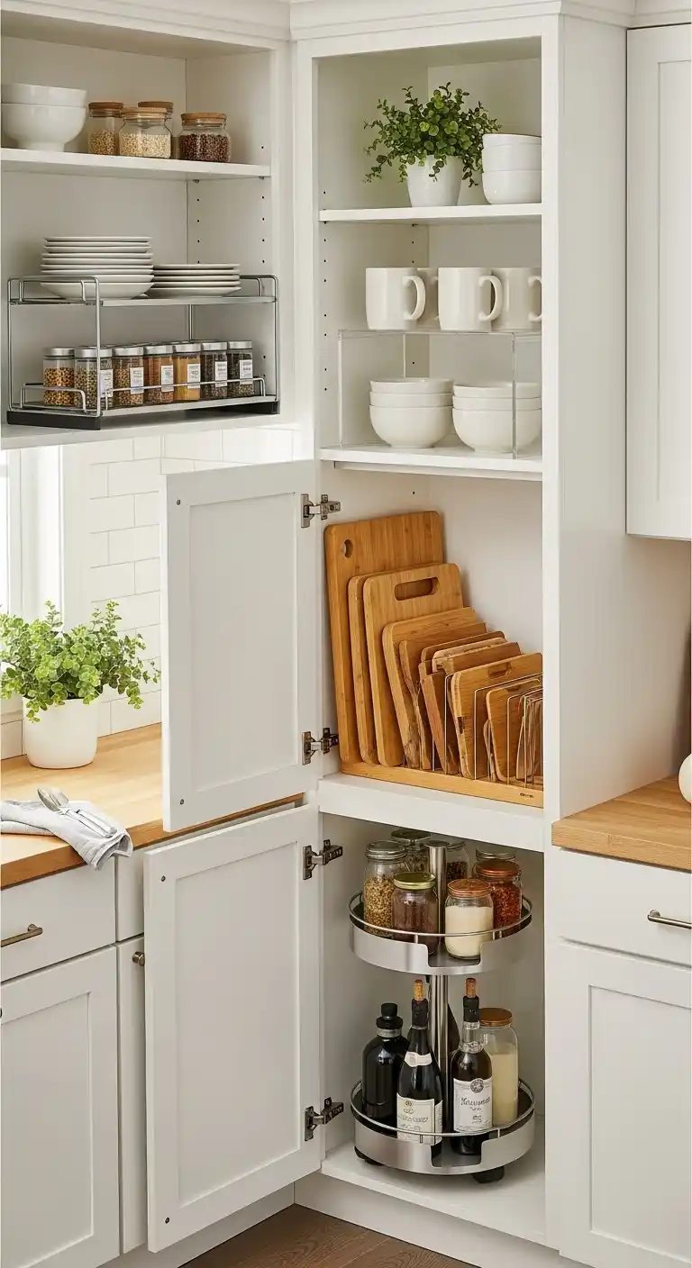 Adjustable Shelf Risers to Maximize Vertical Space