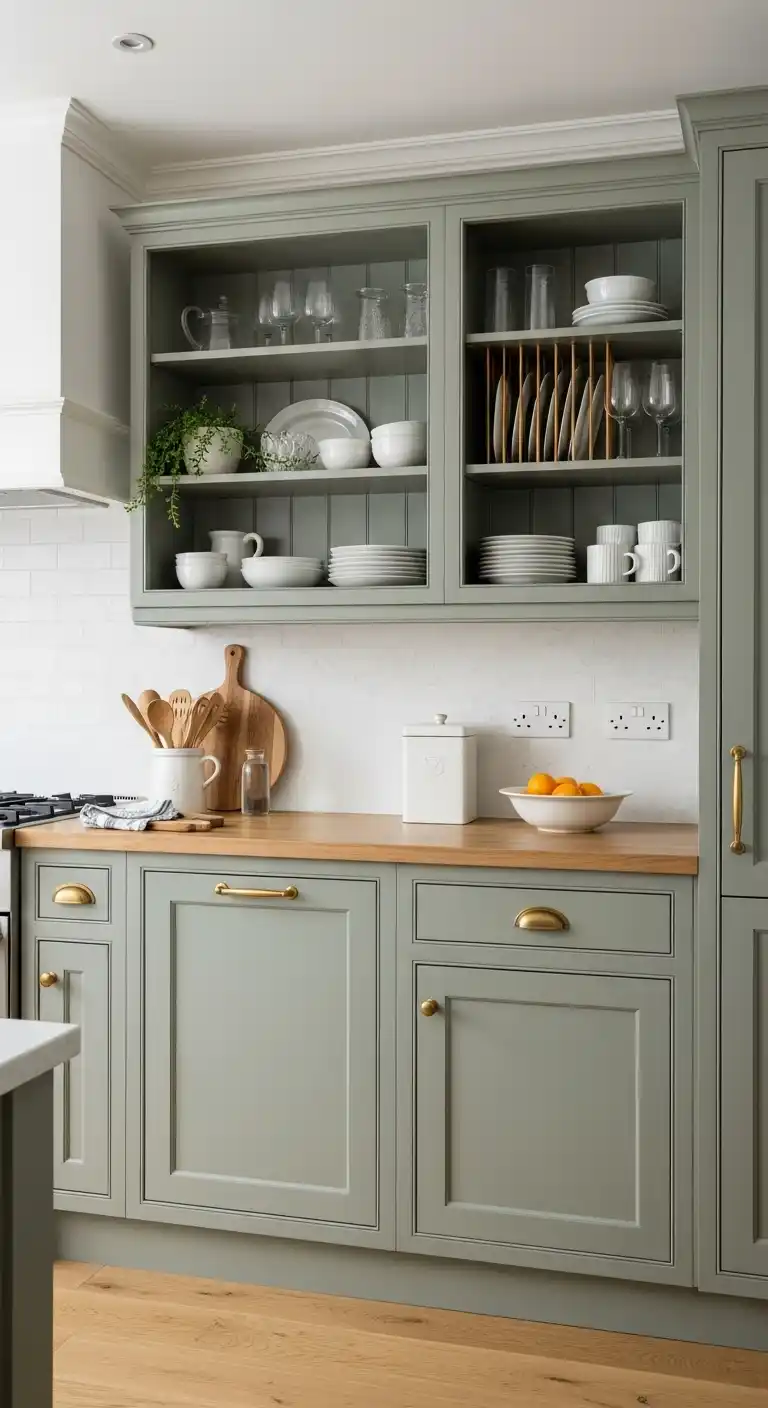 Classic Sage Green Kitchen Cabinet