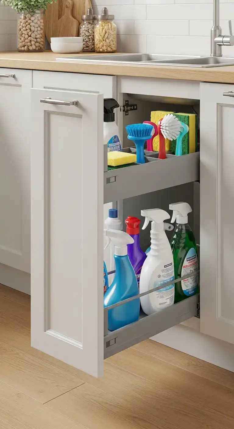 Pull-Out Drawers for Cleaning Supplies