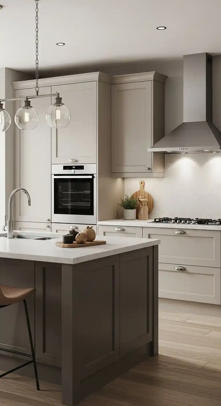 Greige-Toned Beige Kitchen Cabinet For Contemporary Homes