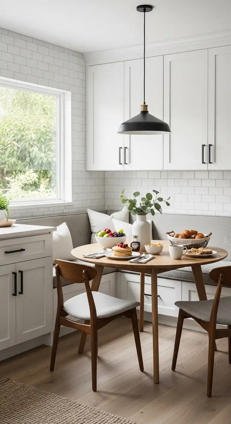 L Shape Cabinets with Breakfast Nook