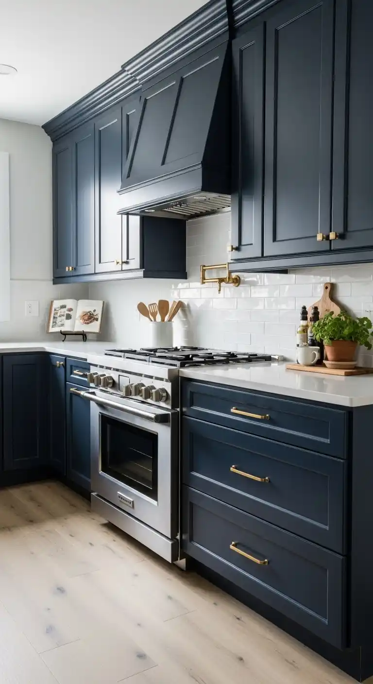 Navy Cabinets With Light Gray Countertops