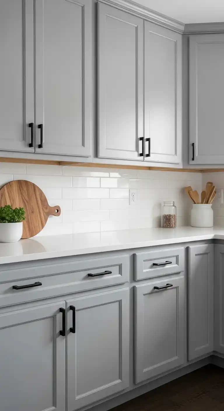 Gray Cabinets with Black Hardware Accents