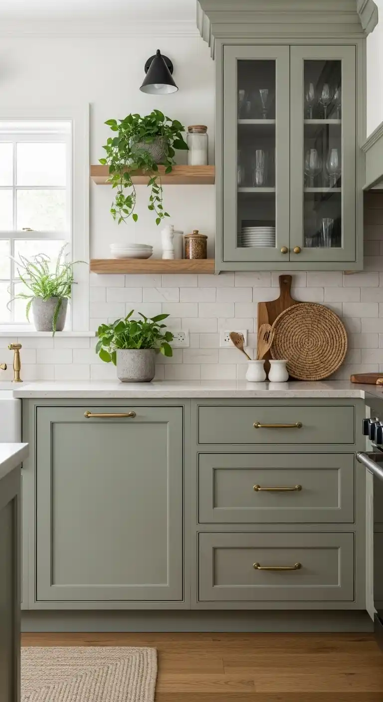 Moss Green Kitchen Cabinet