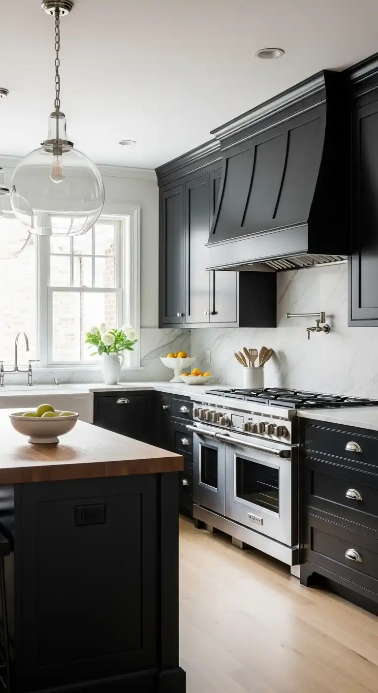 Shaker-Style Black Kitchen Cabinets For Timeless Appeal