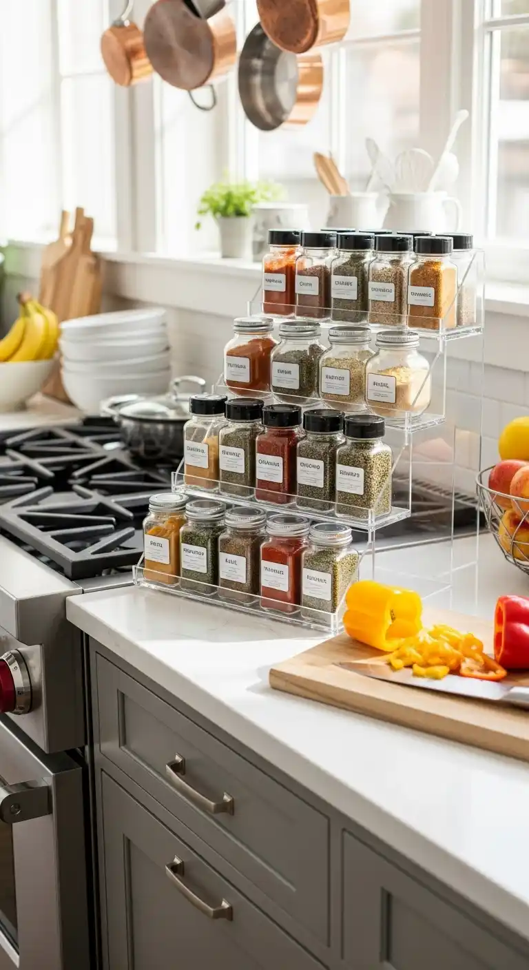 Tiered Spice Organizers for Quick Visibility