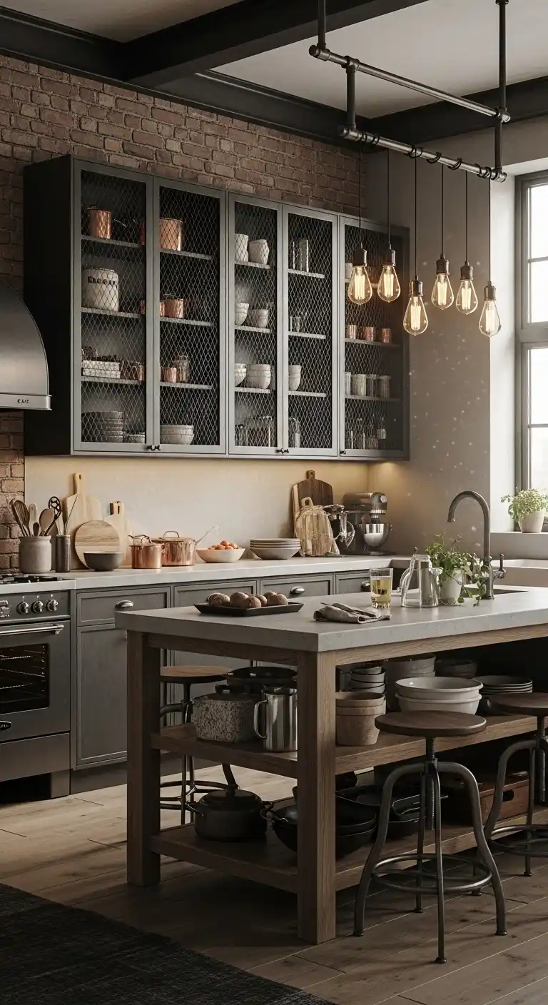 Wire Mesh Glass Cabinets for Industrial Style
