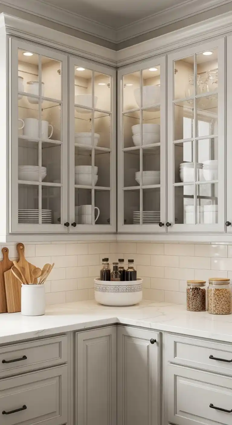 Glass Front Corner Cabinets