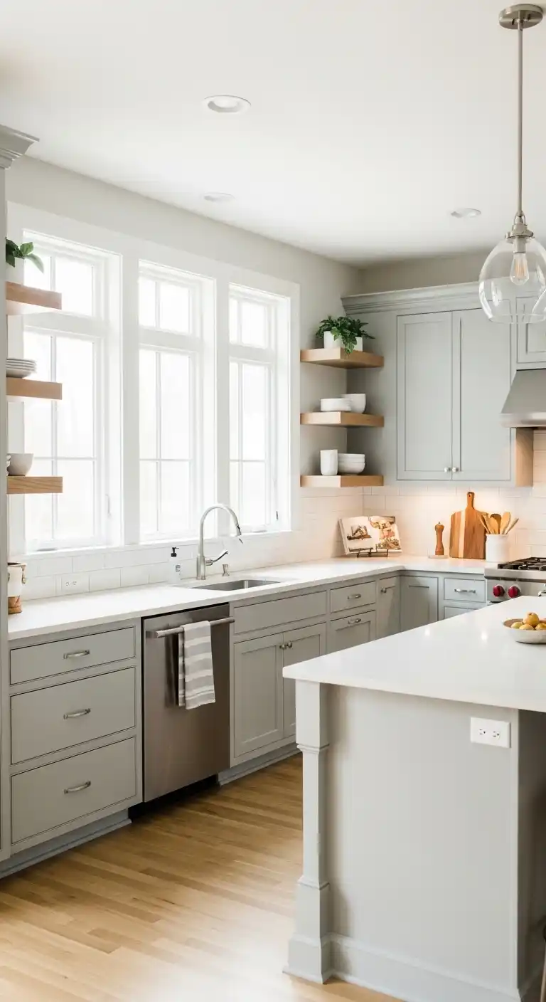 Pale Gray Cabinets for Airy Kitchens