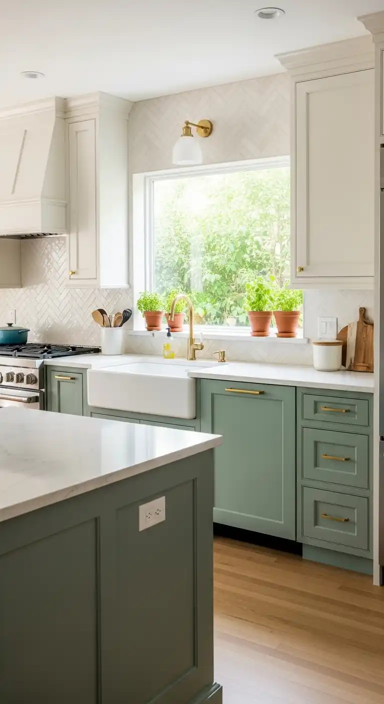 Sage and Cream Cabinets