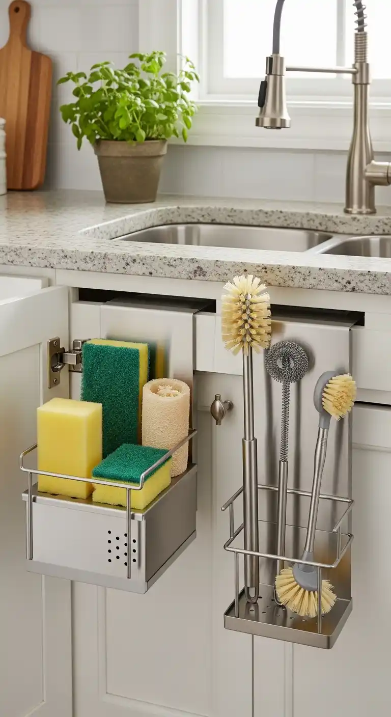 Slide-Out Caddies for Sponges and Brushes