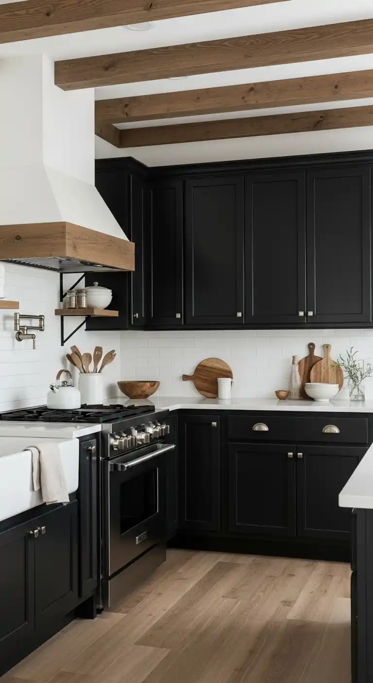 Black Kitchen Cabinets In Farmhouse-Inspired Kitchens