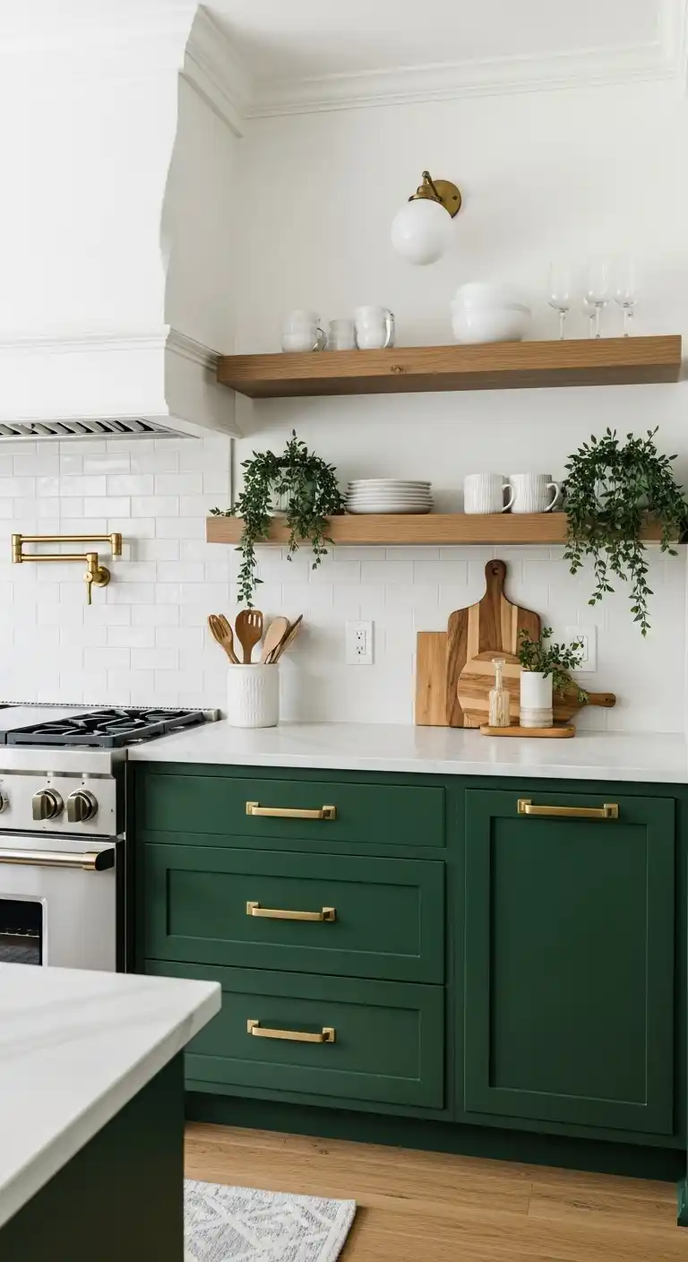 Emerald Green with Brass Accents