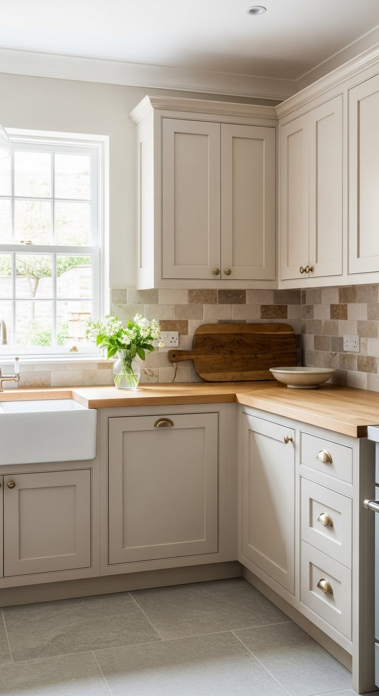 Soft Beige Kitchen Cabinet Repaint For Timeless Warmth