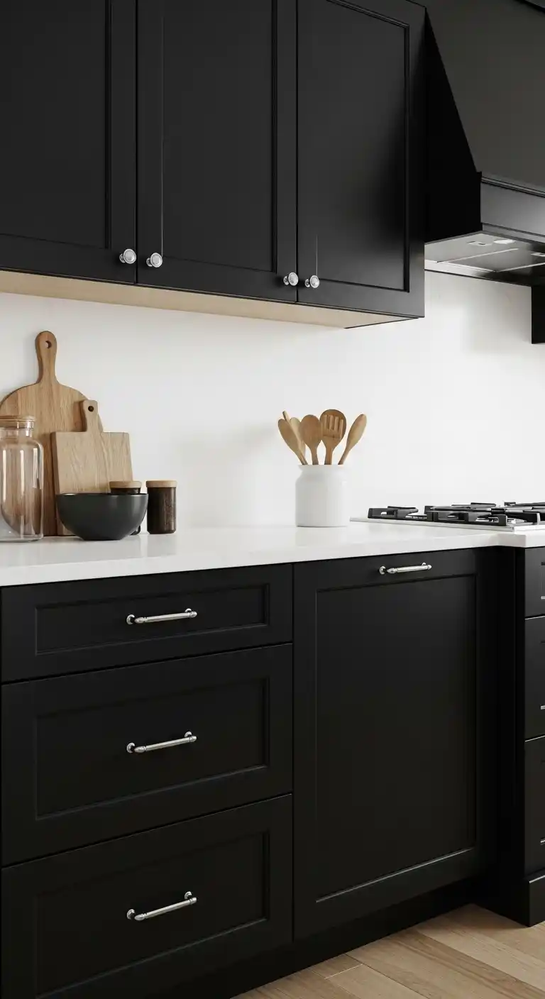 Black Kitchen Cabinets With Minimal Hardware Choices