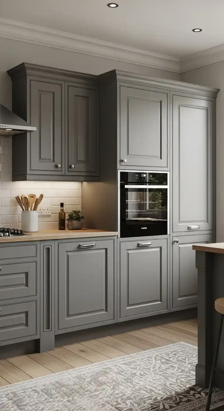 Mid-Gray Cabinets for Balanced Design
