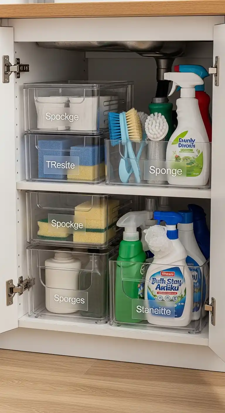 Stackable Drawers with Labeled Sections