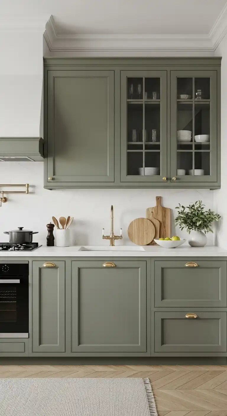 Muted Green Cabinets for Subtle Elegance