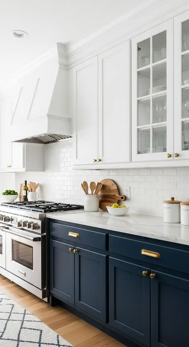 Navy Blue Cabinets With White Upper Cabinets