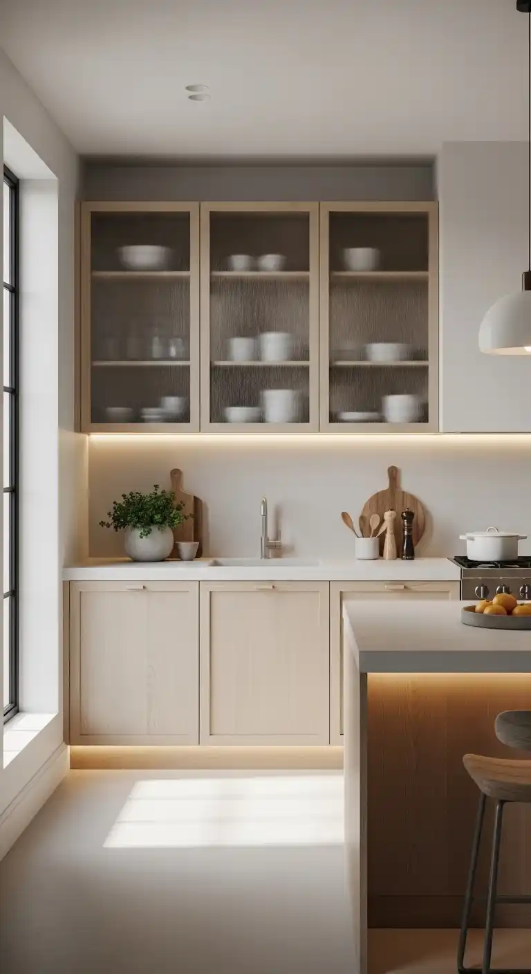 Sandblasted Glass Cabinets for Soft Minimalism