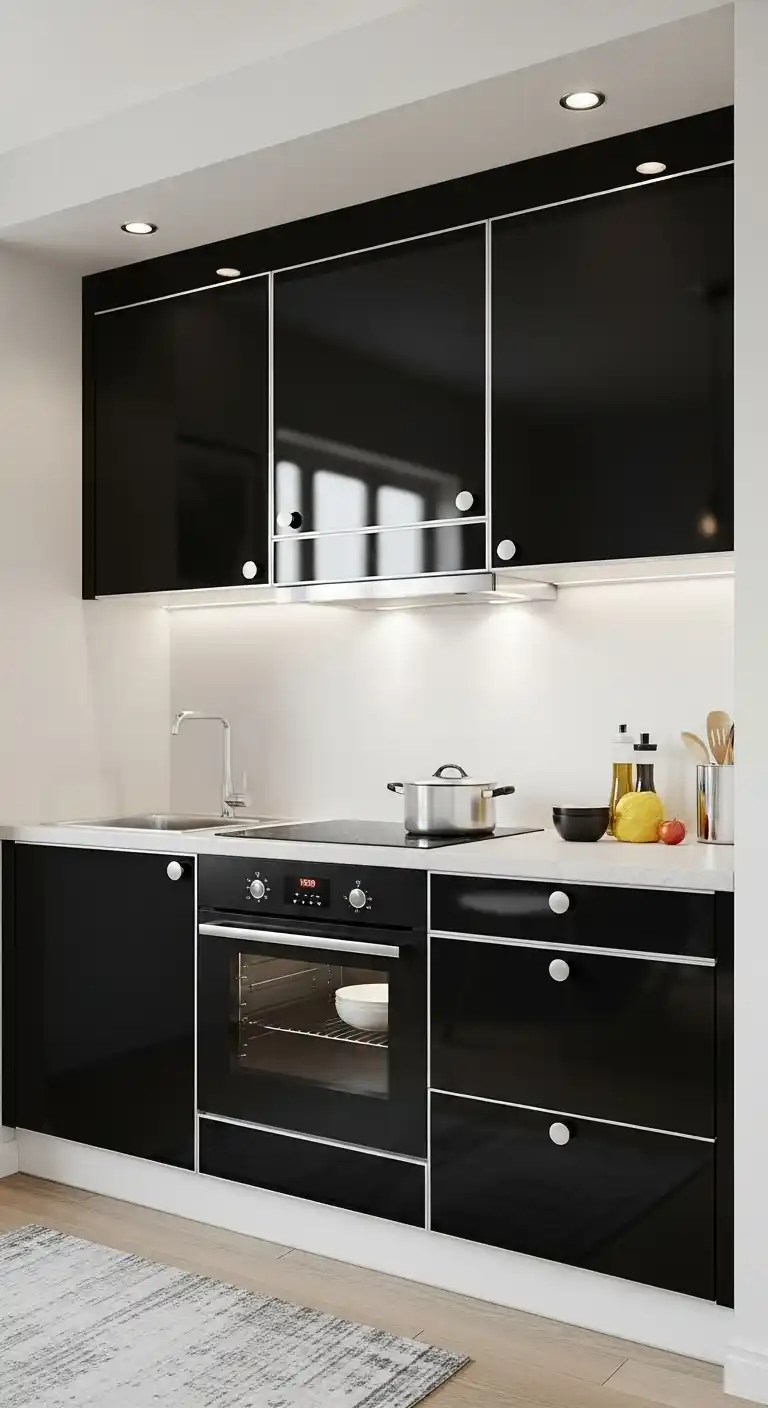 Black Kitchen Cabinets In Small Kitchen Layouts