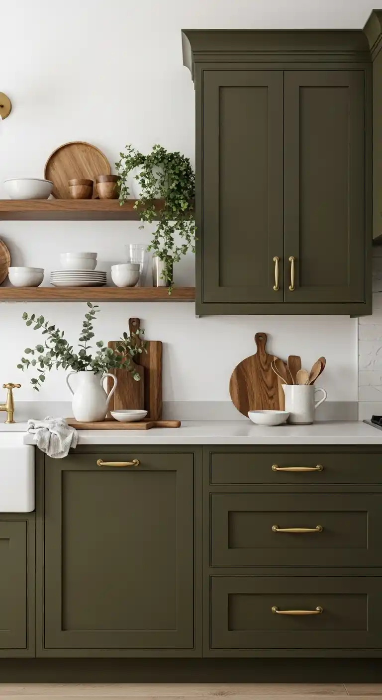 Dark Olive Green Kitchen Cabinets