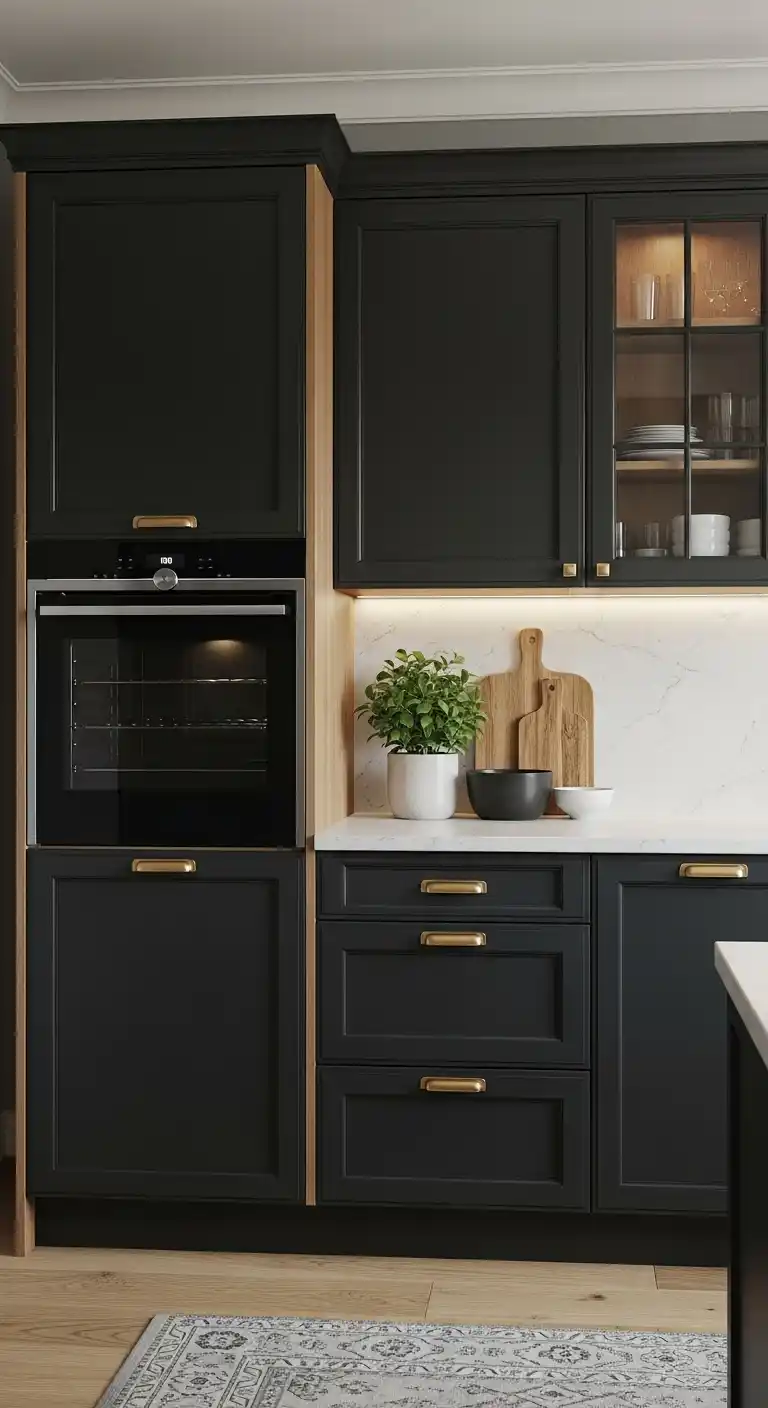 Matte Black Kitchen Cabinets For Soft Sophistication
