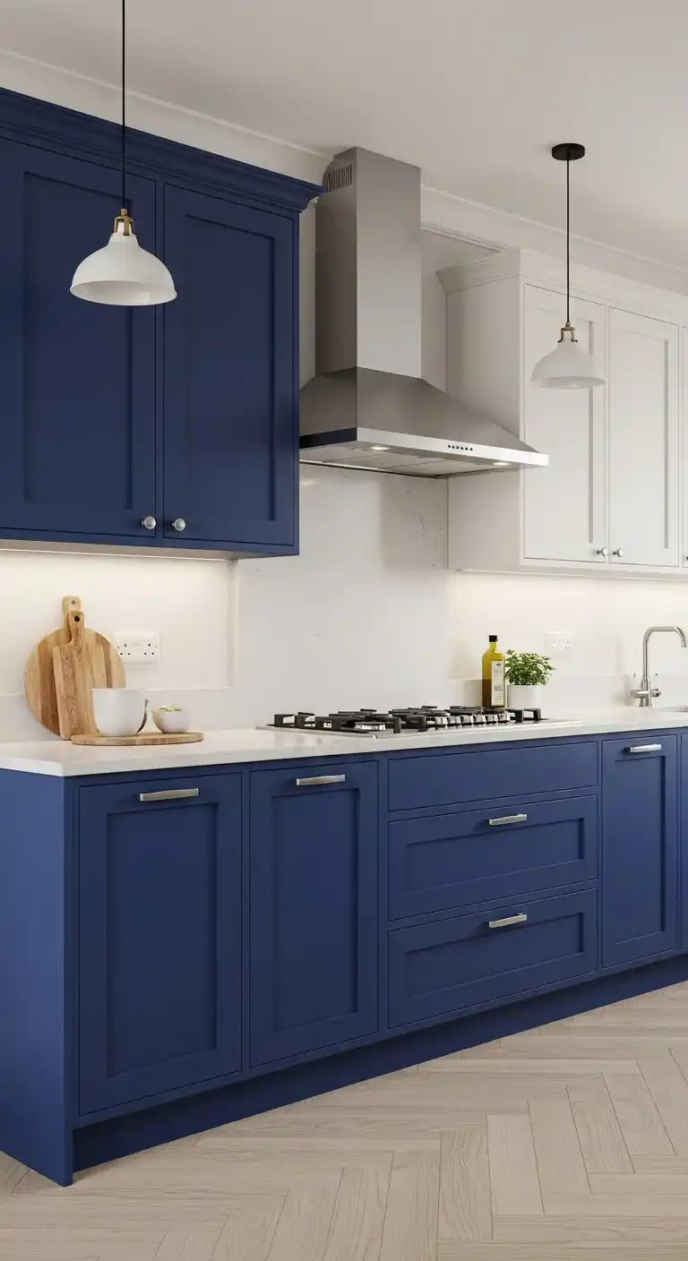 Matte Royal Blue Kitchen Cabinets