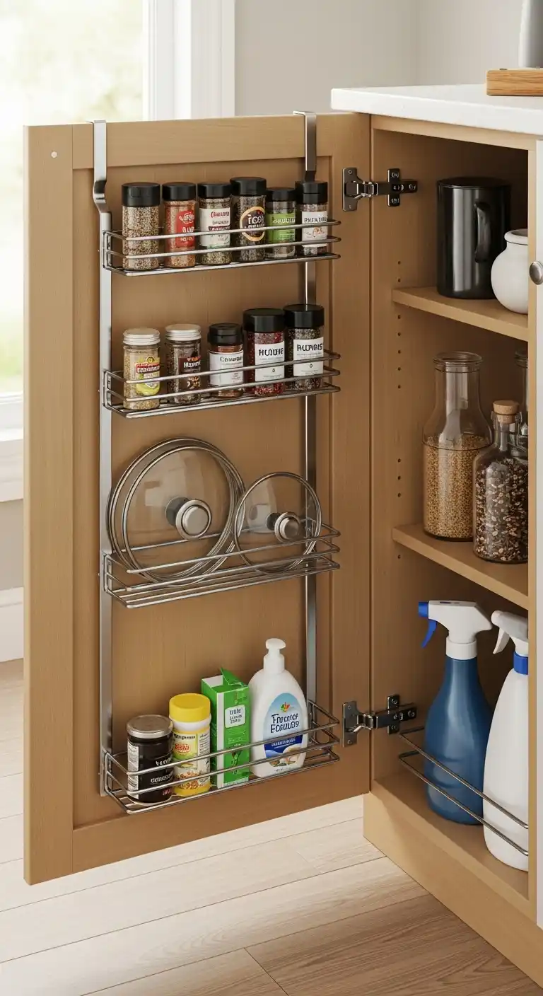 Over-the-Door Storage for Cabinet Interiors