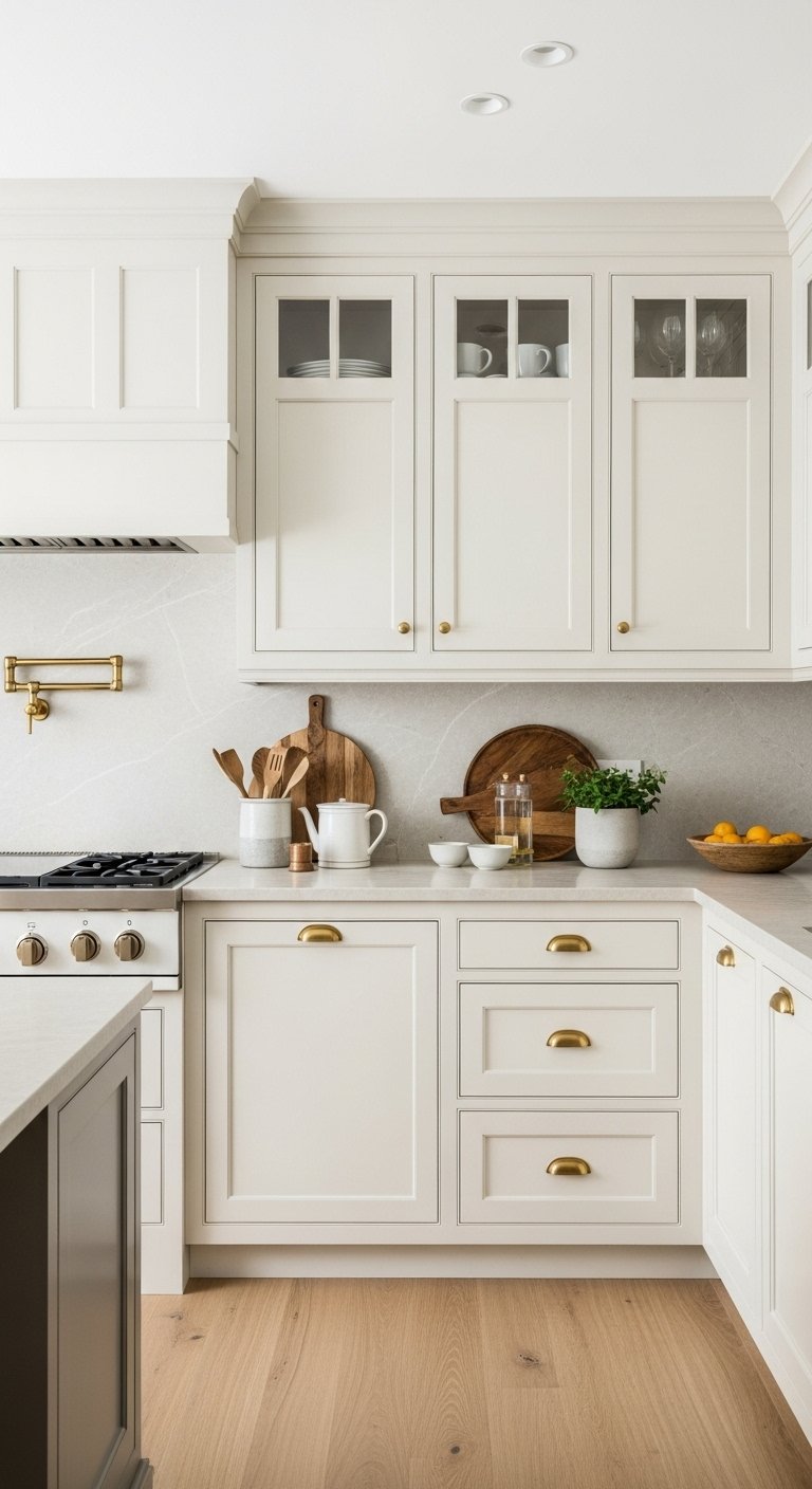 Warm Cream Kitchen Cabinet Repaint For Soft Elegance